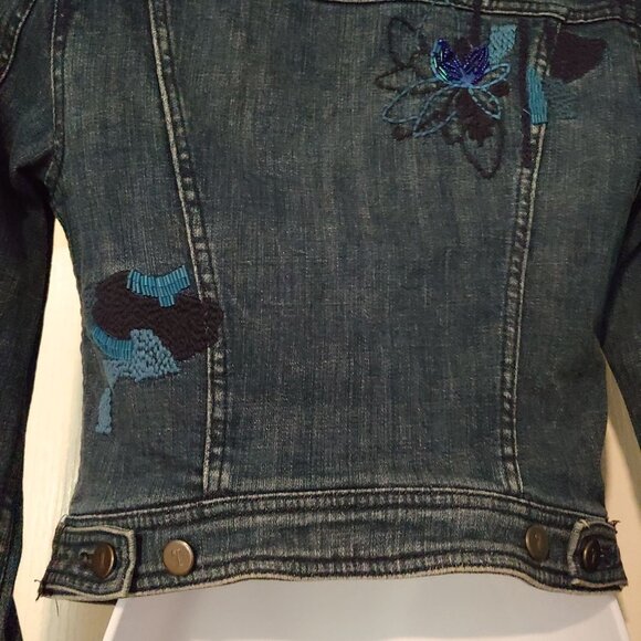 Pilcro & The Letterpress Beaded Embroidered Blingy Jean Denim Jacket XS - Picture 14 of 16